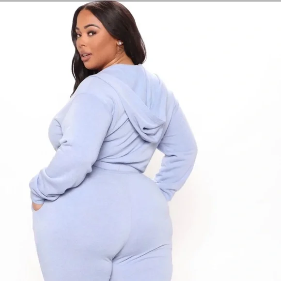 Britney Mix & Match Cropped Zipped Hoodie Light Blue - Picture 2 of 2